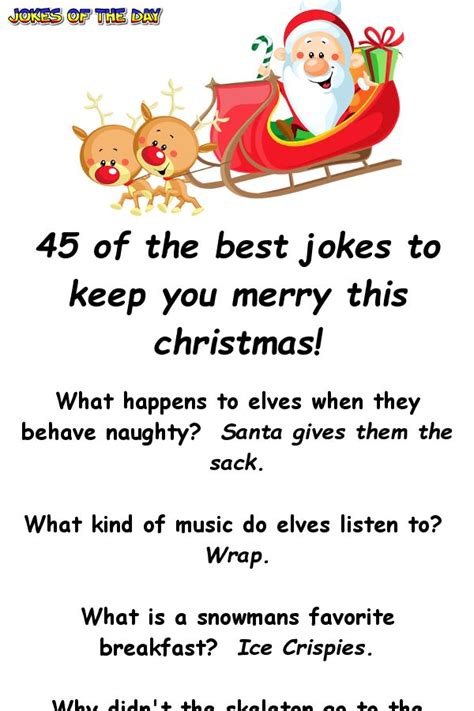 22 Christmas One Liners · Anyone who believes that men are the equal of women has never seen a man trying to wrap a Christmas present. · Where do sheep get their ...